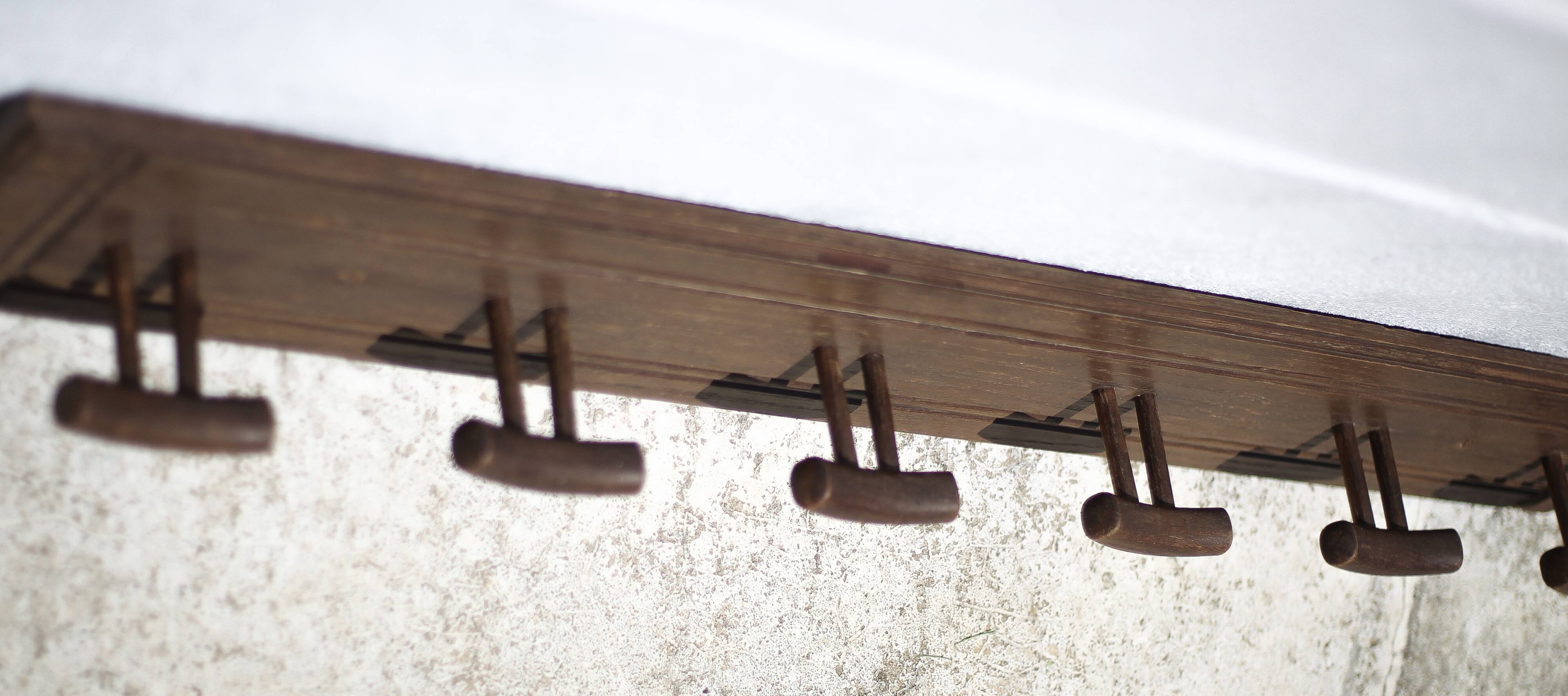 Wall-mounted wooden coat rack, vintage wall-mounted coat rack, curved wood