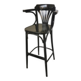 Chaise de bar vintage en bois courbé noir, style Thonet, milieu du XXe siècle (années 1970)