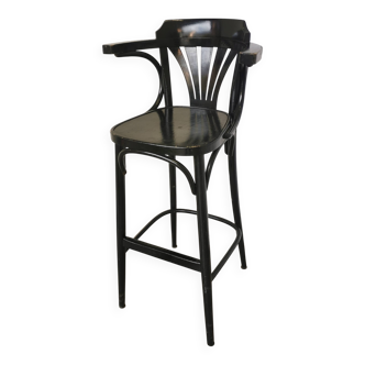 Black Vintage Bentwood Bar Chair in Thonet Style, Mid-Century 1970s