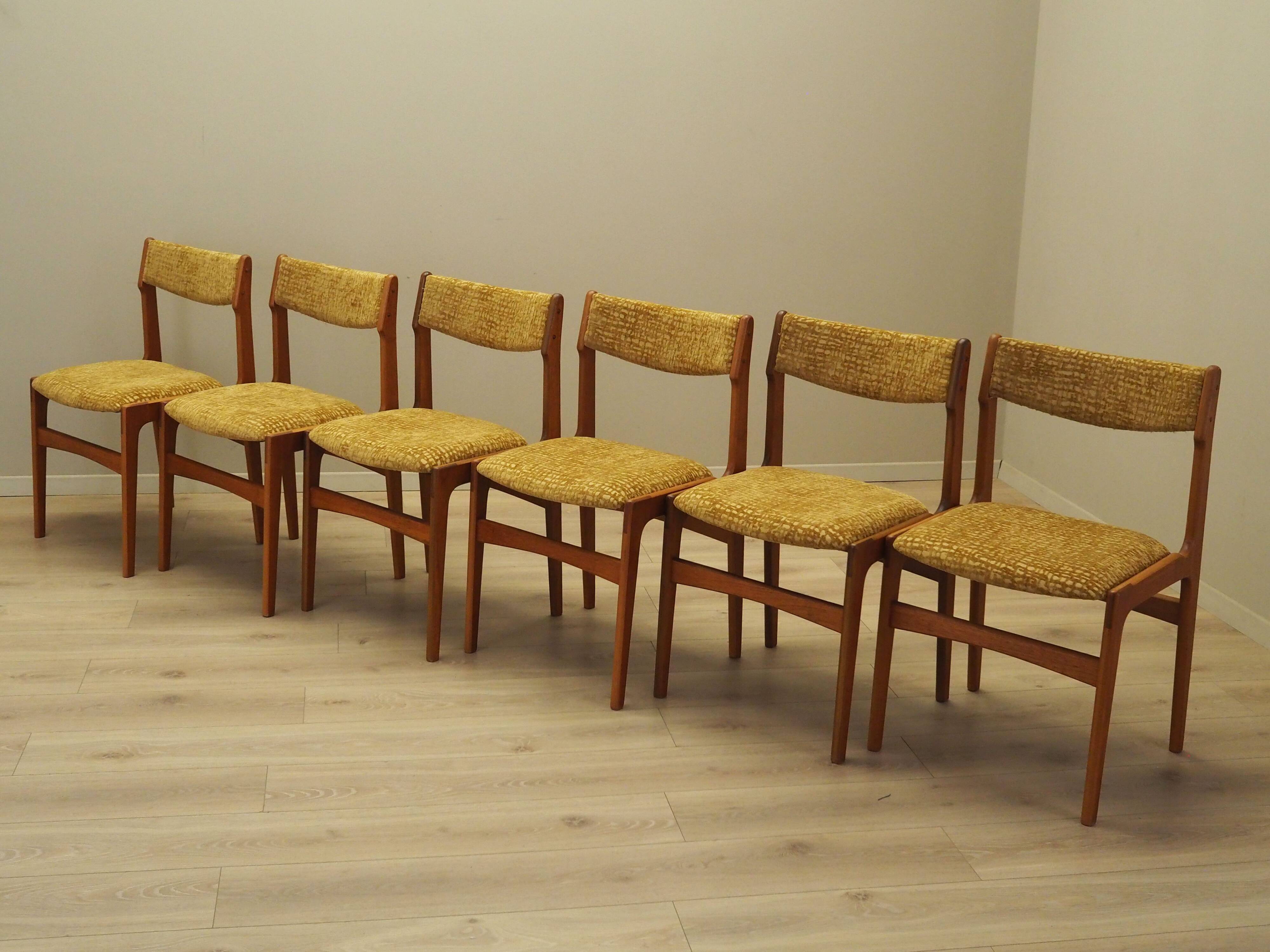 Set of six teak chairs, Danish design, 1970s, production: Denmark