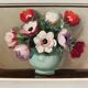 Huile sur toile nature morte bouquet de fleurs XXe