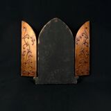 Florentine-style religious triptych in carved wood and gilded stucco, mid-20th century