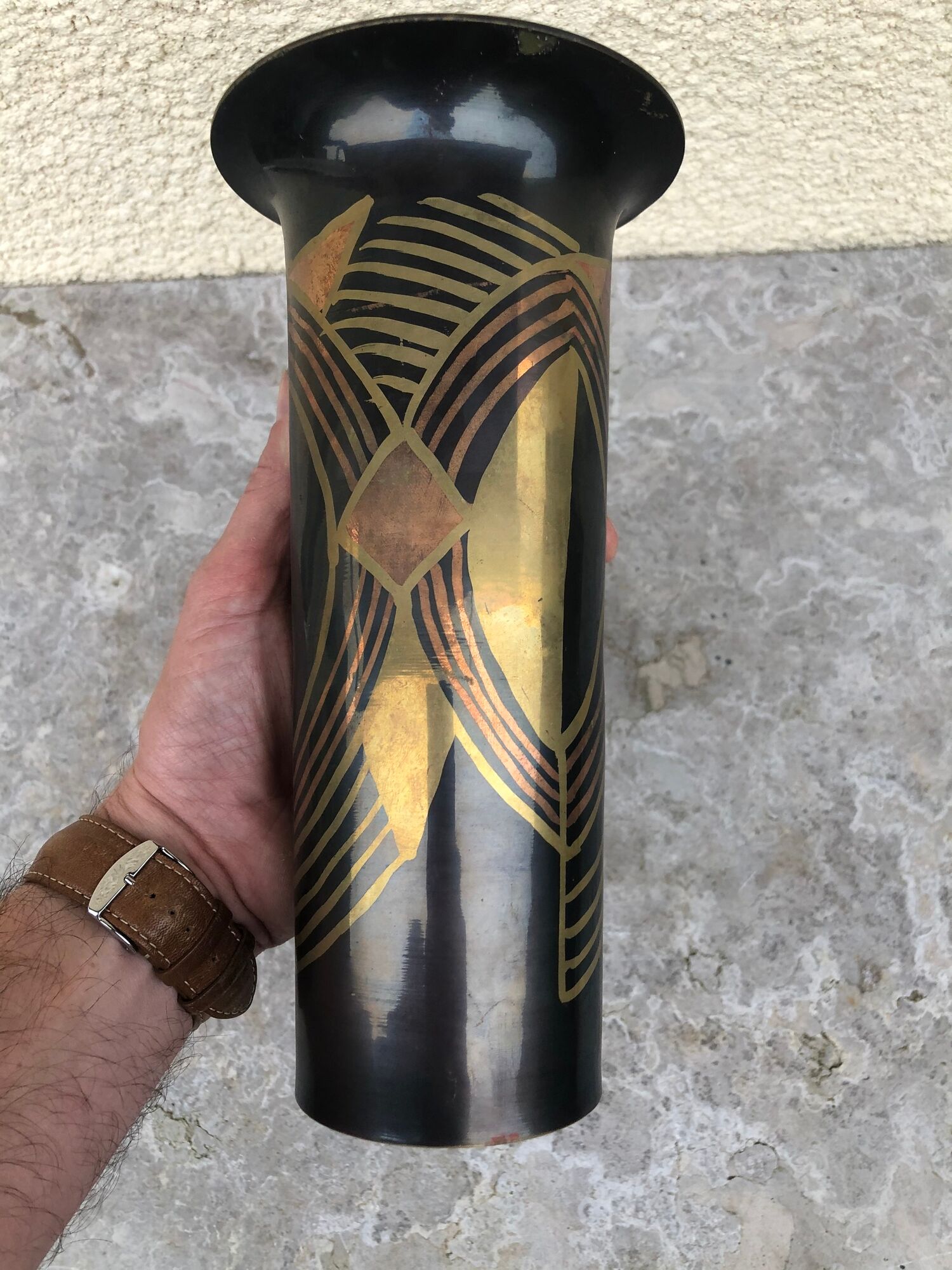 Vase art deco in dinanderie . France circa 1930 - 1940