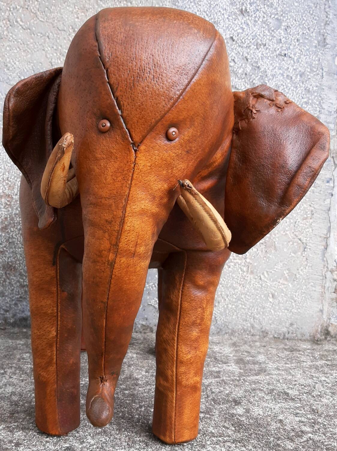 Leather footstool, Dimitri Omersa, 1950s