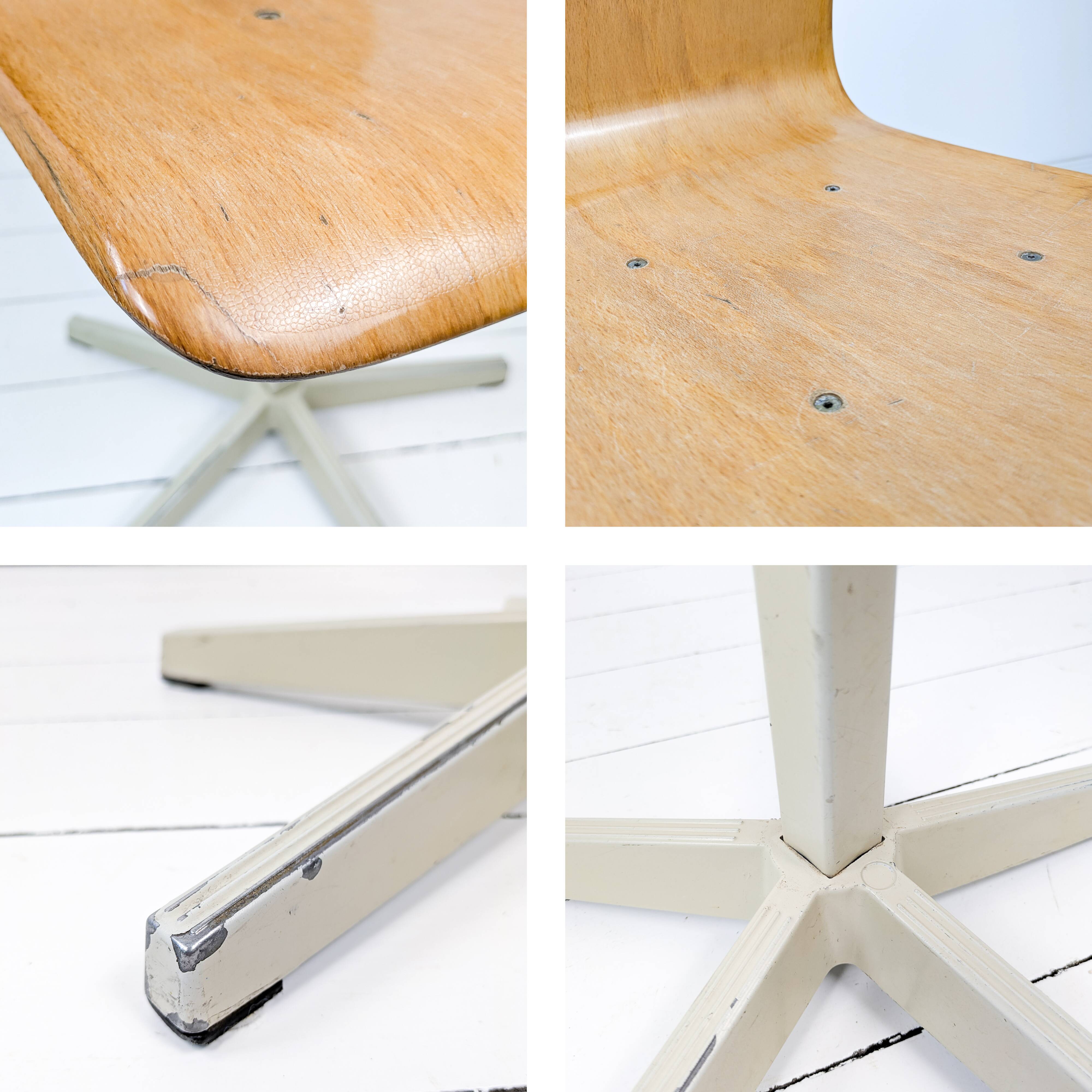 Chaise de bureau vintage industriel – coque Pagholz, métal, design allemand