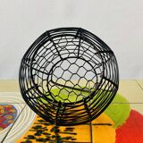 Vintage black metal egg basket