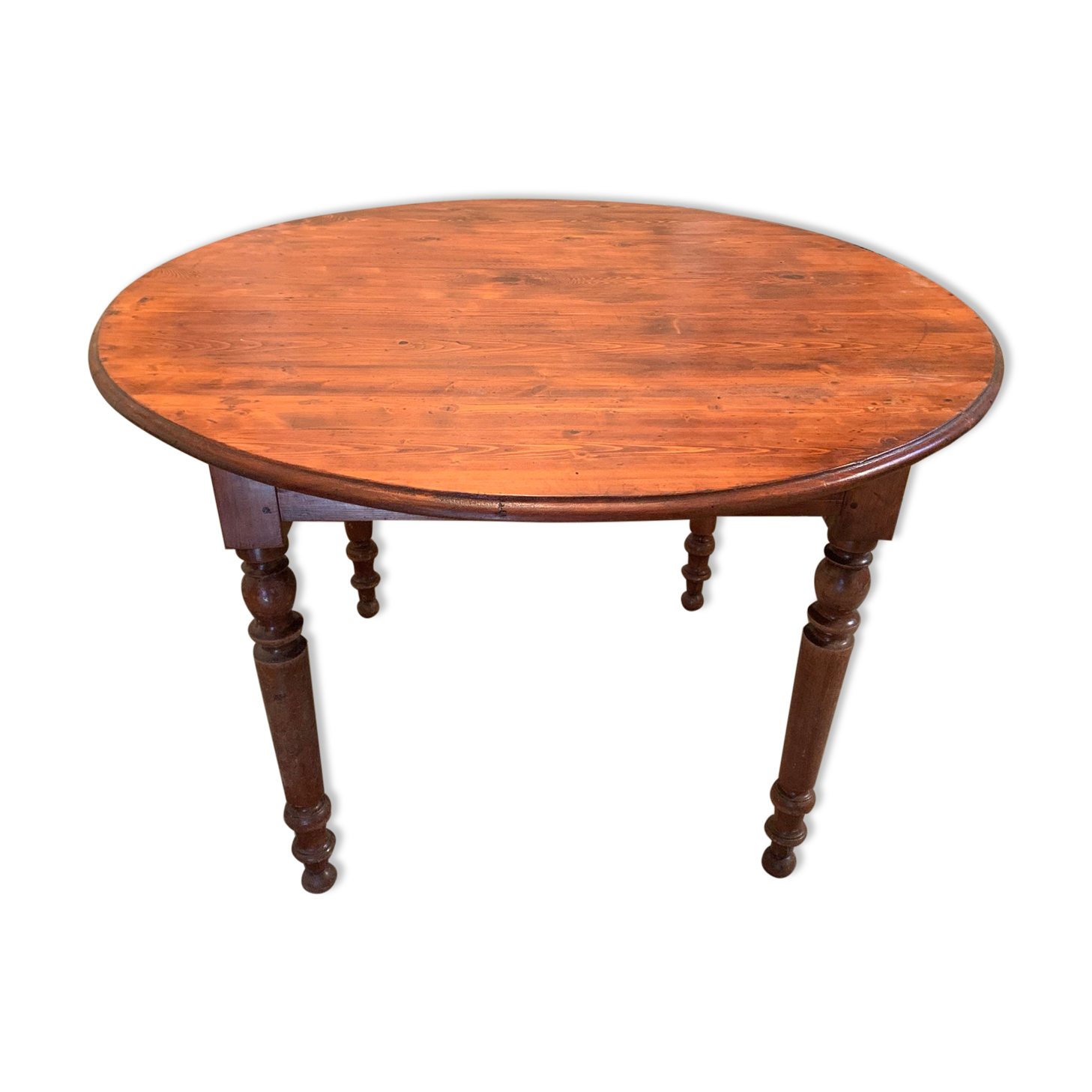Ancient round table in pine