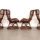 Italian Designer Mid Century Bamboo Armchairs, Set Of 4pcs.