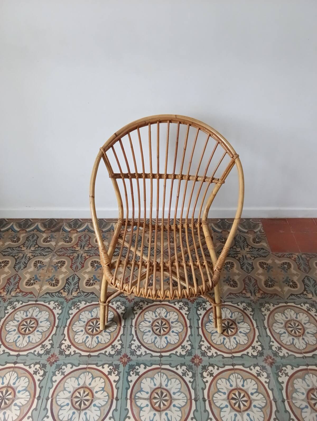 Trio de fauteuils rotin vintage