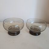 Vintage 60s/70s liqueur set in smoked glass with rim