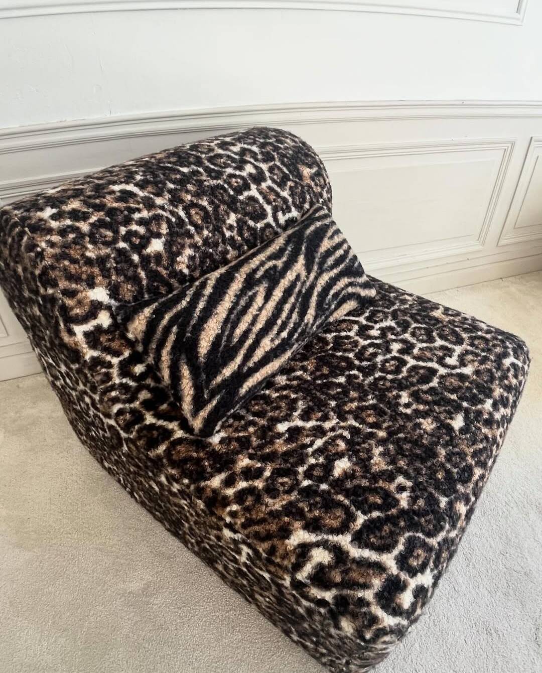 Leopard boucle wool armchair