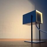 Mid-century minimalist German table lamp in cube by Kaiser Idell Leuchten, 1960s.