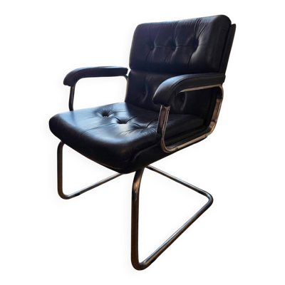 Fauteuil de bureau en cuir noir - Design italien Co Fe Mo - Cantilever
