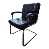 Black leather office chair - Italian design Co Fe Mo - Cantilever
