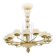 Mid Century Modern Style Brass and Murano Glass Big Chandelier