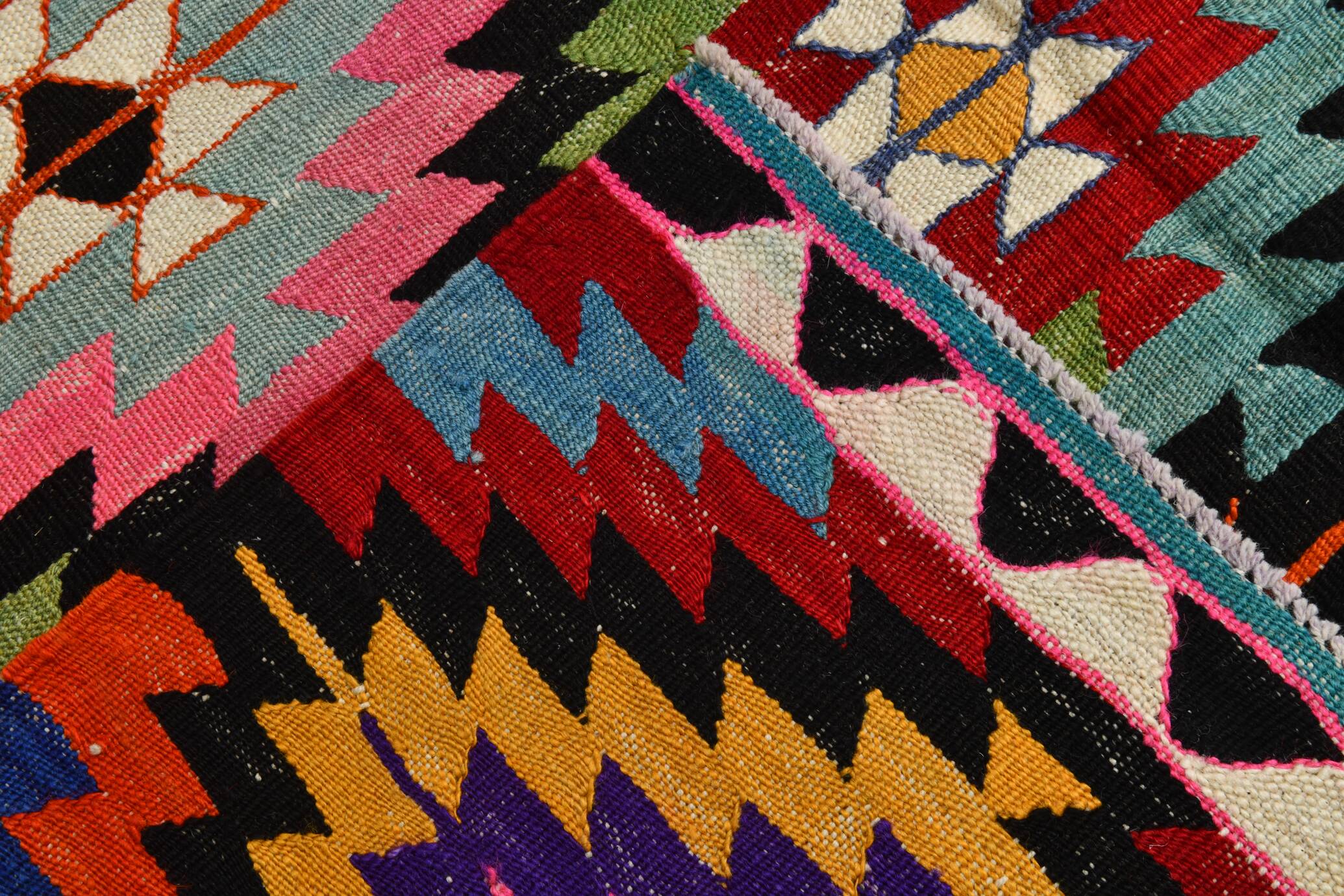 Geometric Multicolor Turkish Kilim Rug, 158x297Cm
