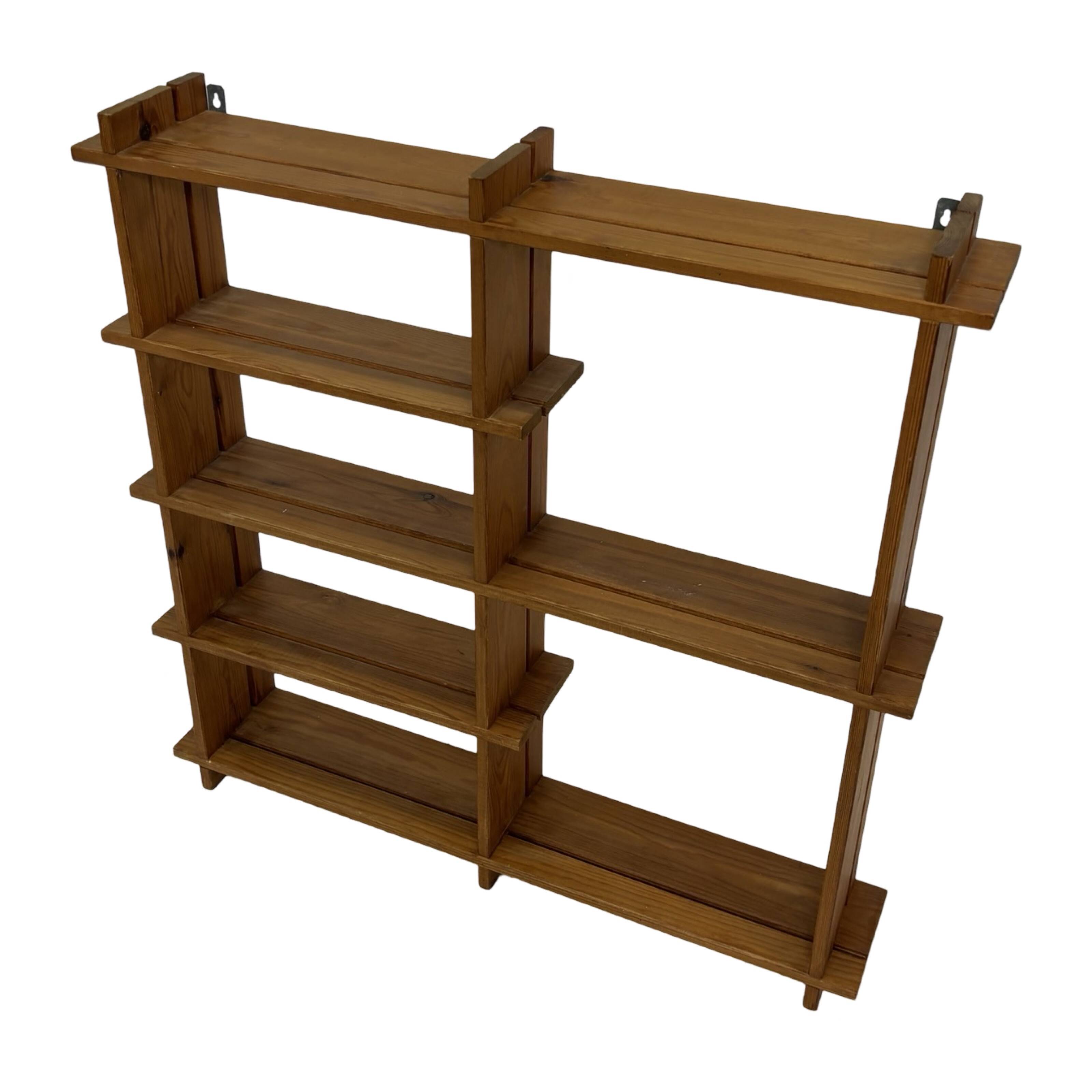 Vintage Wall shelf rack Pine wood 70s design
