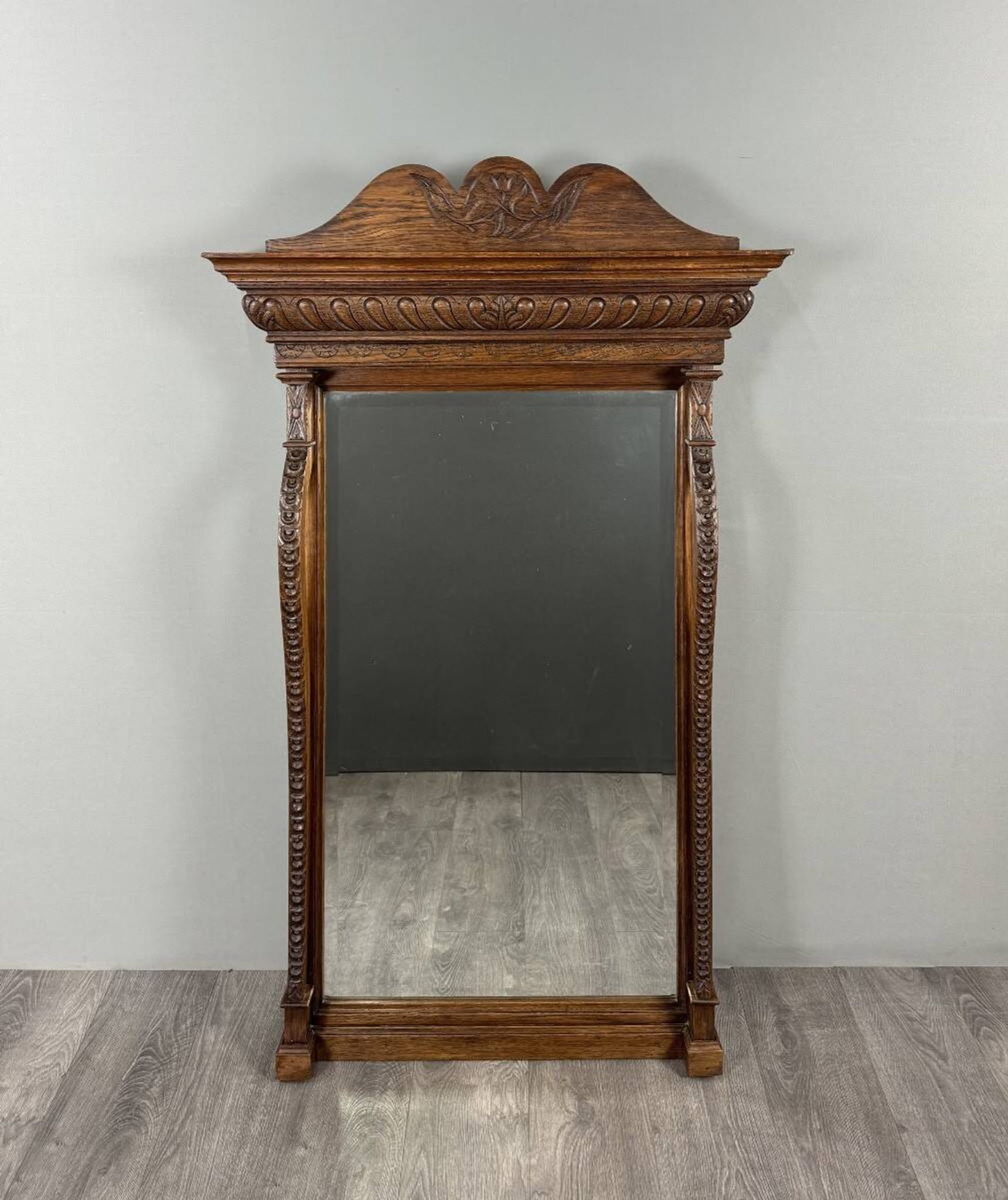 Large carved wooden mirror, late 19th century