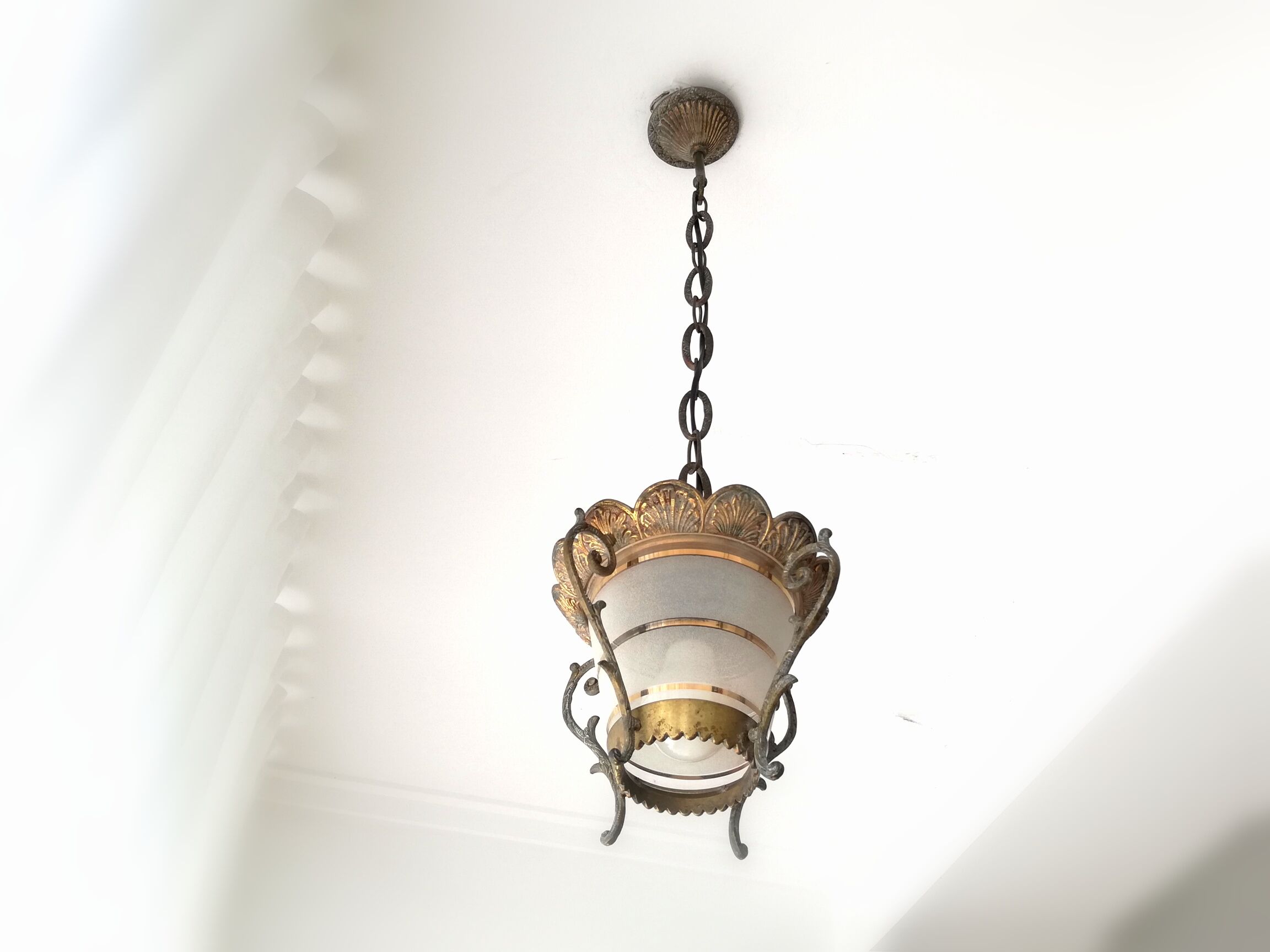 Antique Gothic ceiling lamp bronze  1920