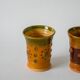 Pair of yellow and green ceramic/pottery cups, vintage, 1970