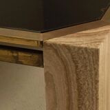 Stone and brass coffee table, 1970s, Italy.