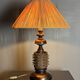 Brutalist wood turned and cast iron large table lamp, 1960s