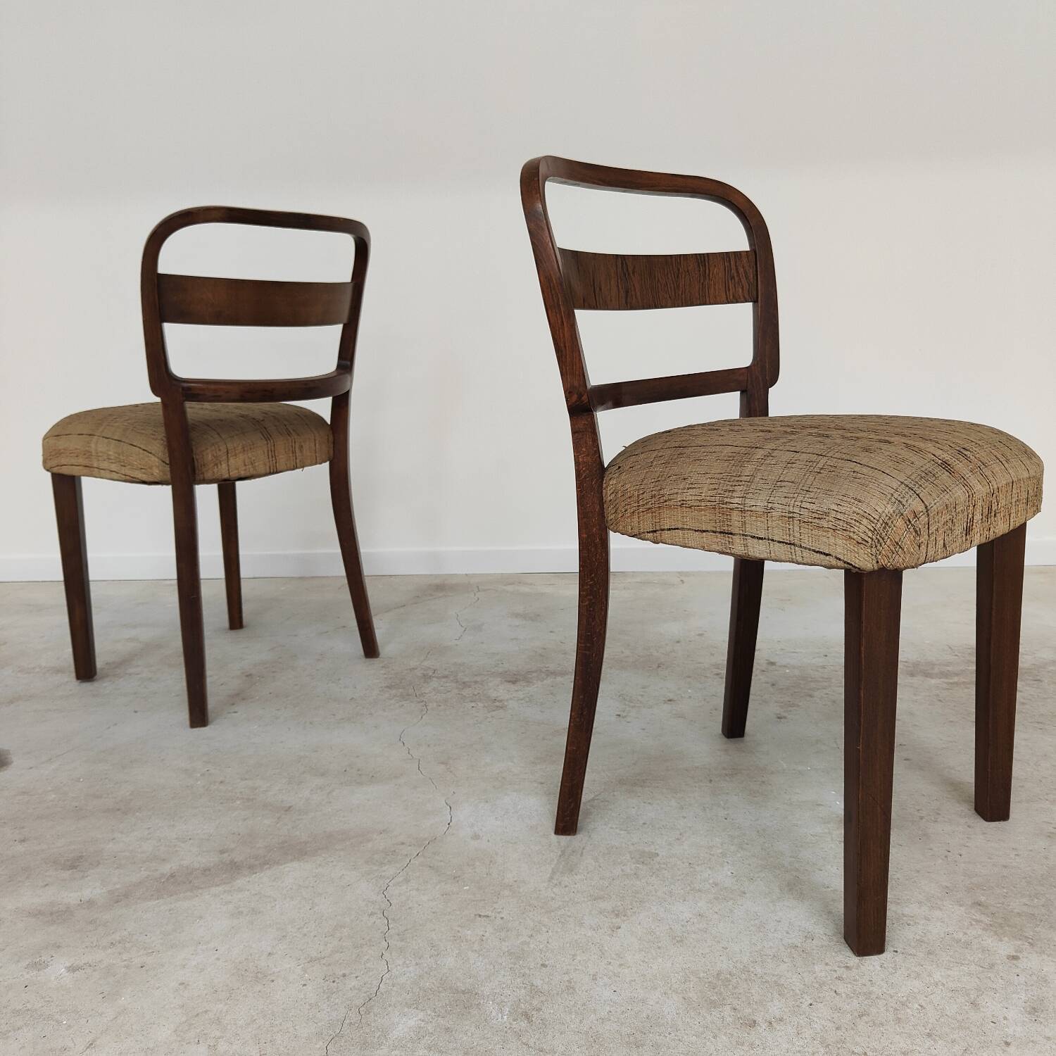 Set of 4 Fischel art deco chairs, fabric and walnut, year 30