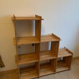 Vintage Mountain Pine Staircase Bookcase Circa 1980