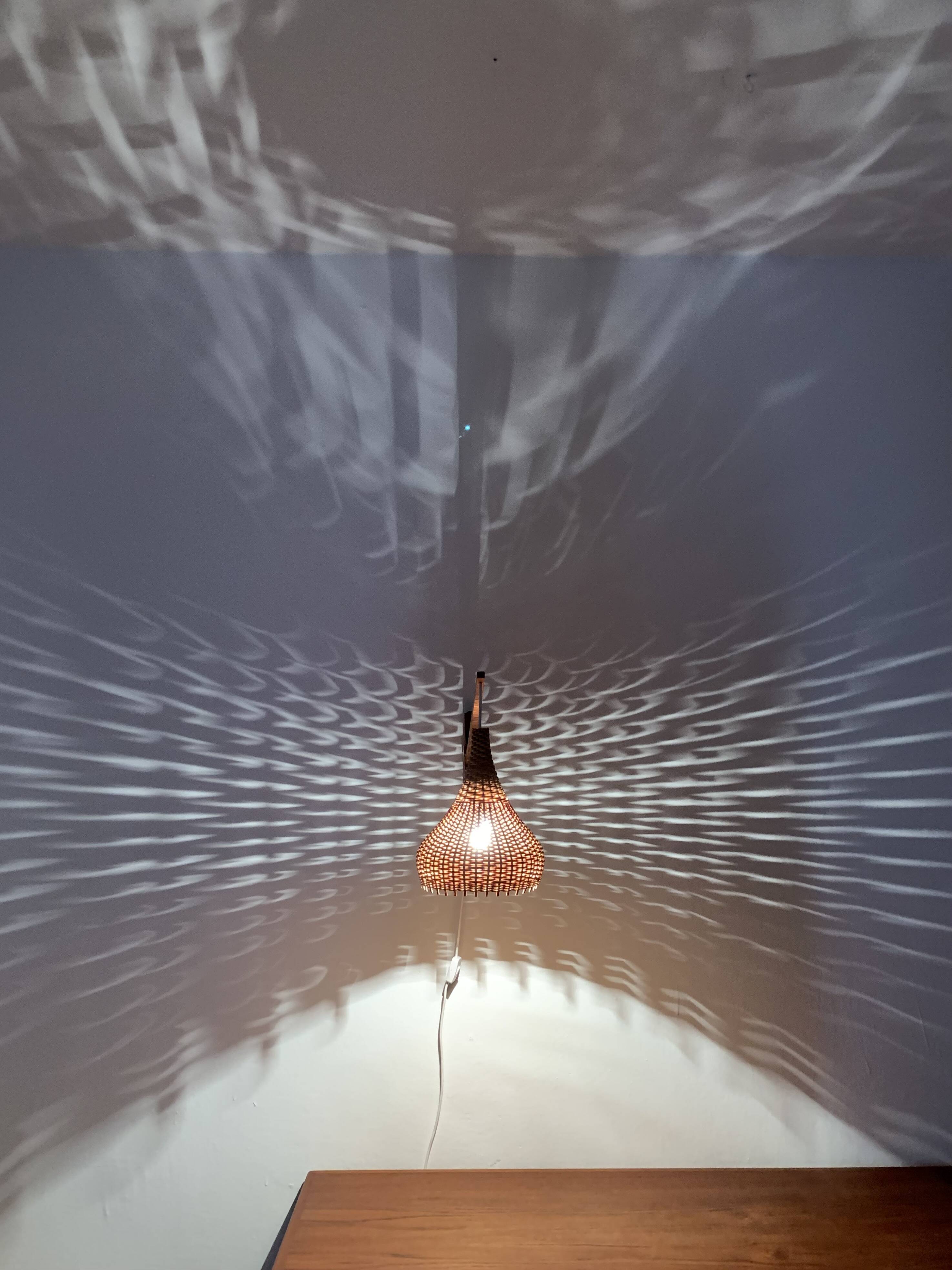 Danish Teak and Wicker Wall Lamp
