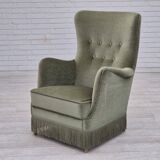 1970s, Danish armchair, velour, beech wood, original excellent condition.