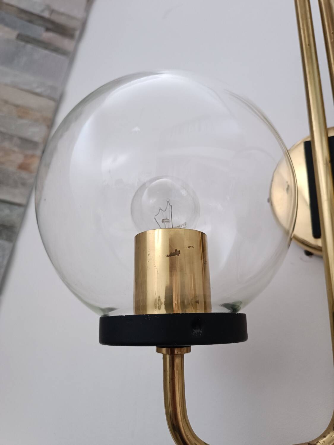 Pair of 1970s brass wall lights