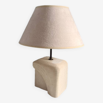 Lampe sculpture de style Albert Tormos en pierre blanche / années 60 / art / travail artisanal / Mid-Century / france / XXème siècle