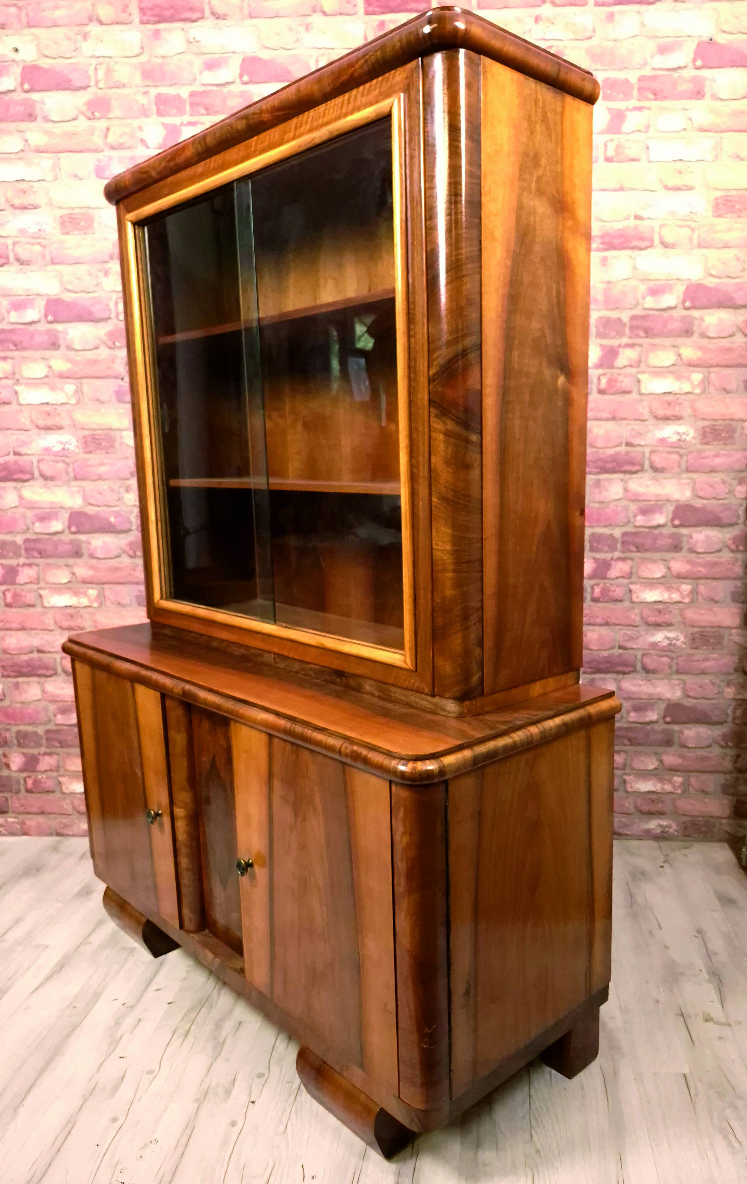 Renovated art deco display cabinet - credenz, 1930s