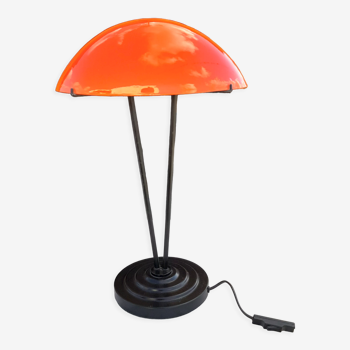 Lampe vintage en opaline orange et blanche