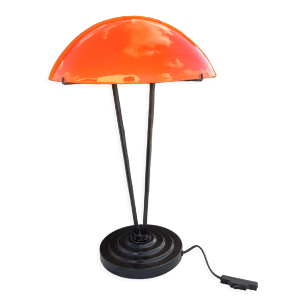 Lampe vintage en opaline orange et blanche