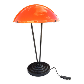 Lampe vintage en opaline orange et blanche