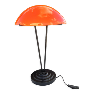 Lampe vintage en opaline orange et blanche