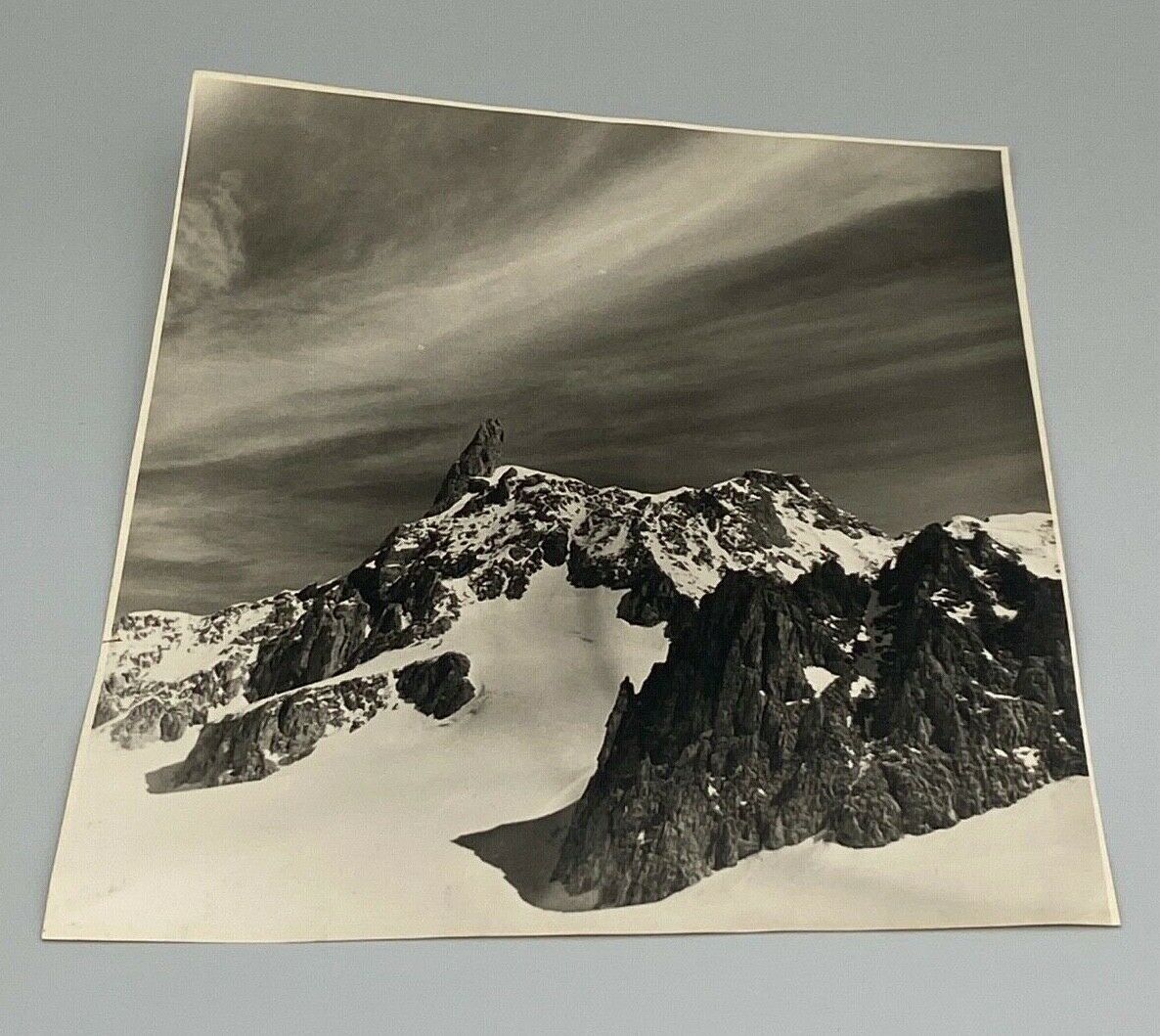 Old photo in black and white mountain summit artistic snow