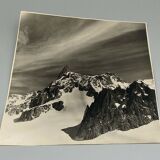 Old photo in black and white mountain summit artistic snow