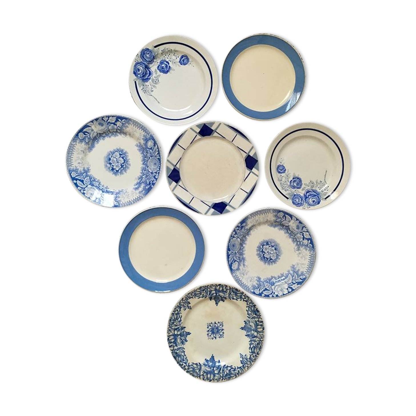 Composition of eight blue plates