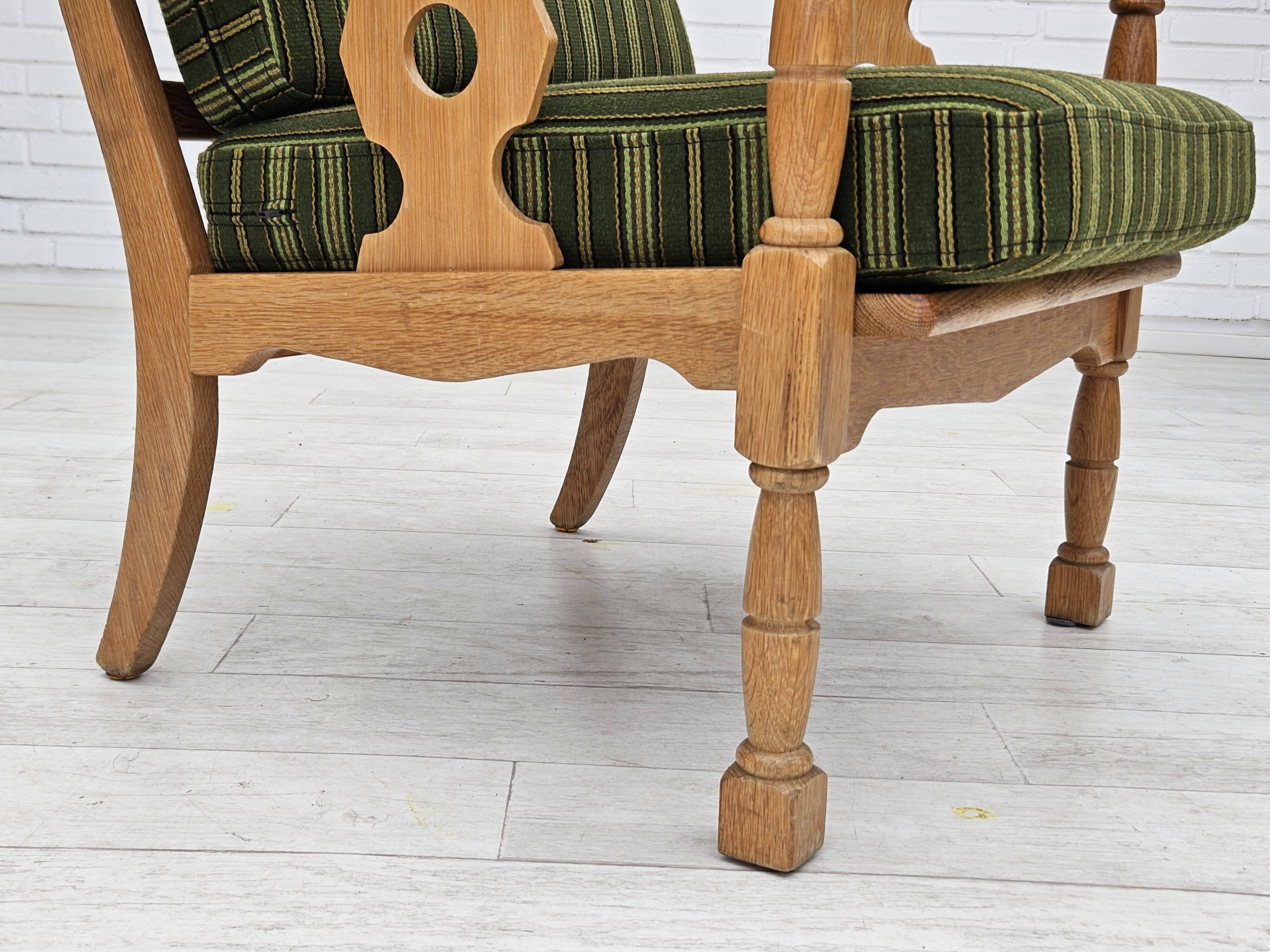 1970s, Danish design, oak wood armchair in furniture wool, original condition.