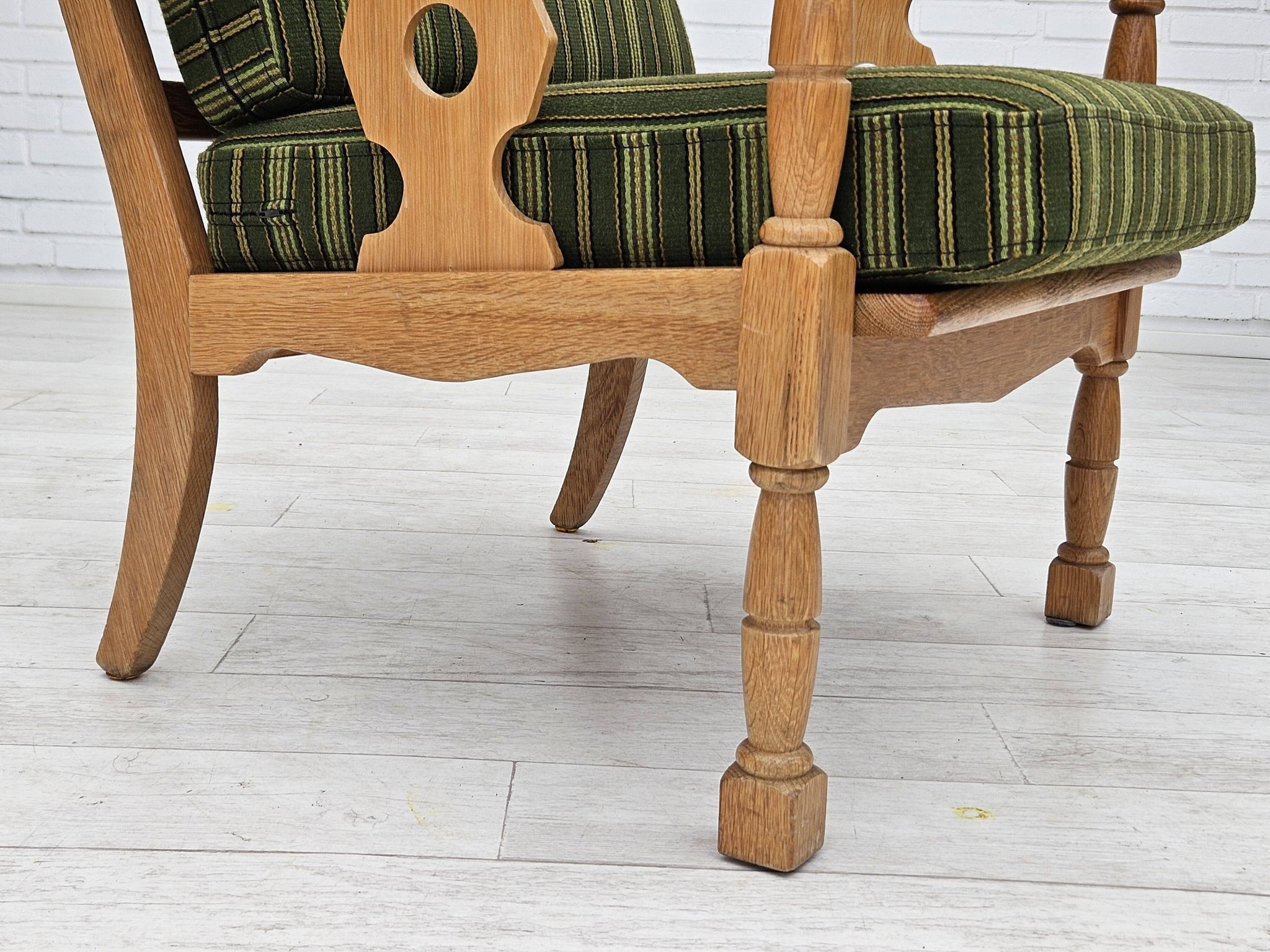 1970s, Danish design, oak wood armchair in furniture wool, original condition.