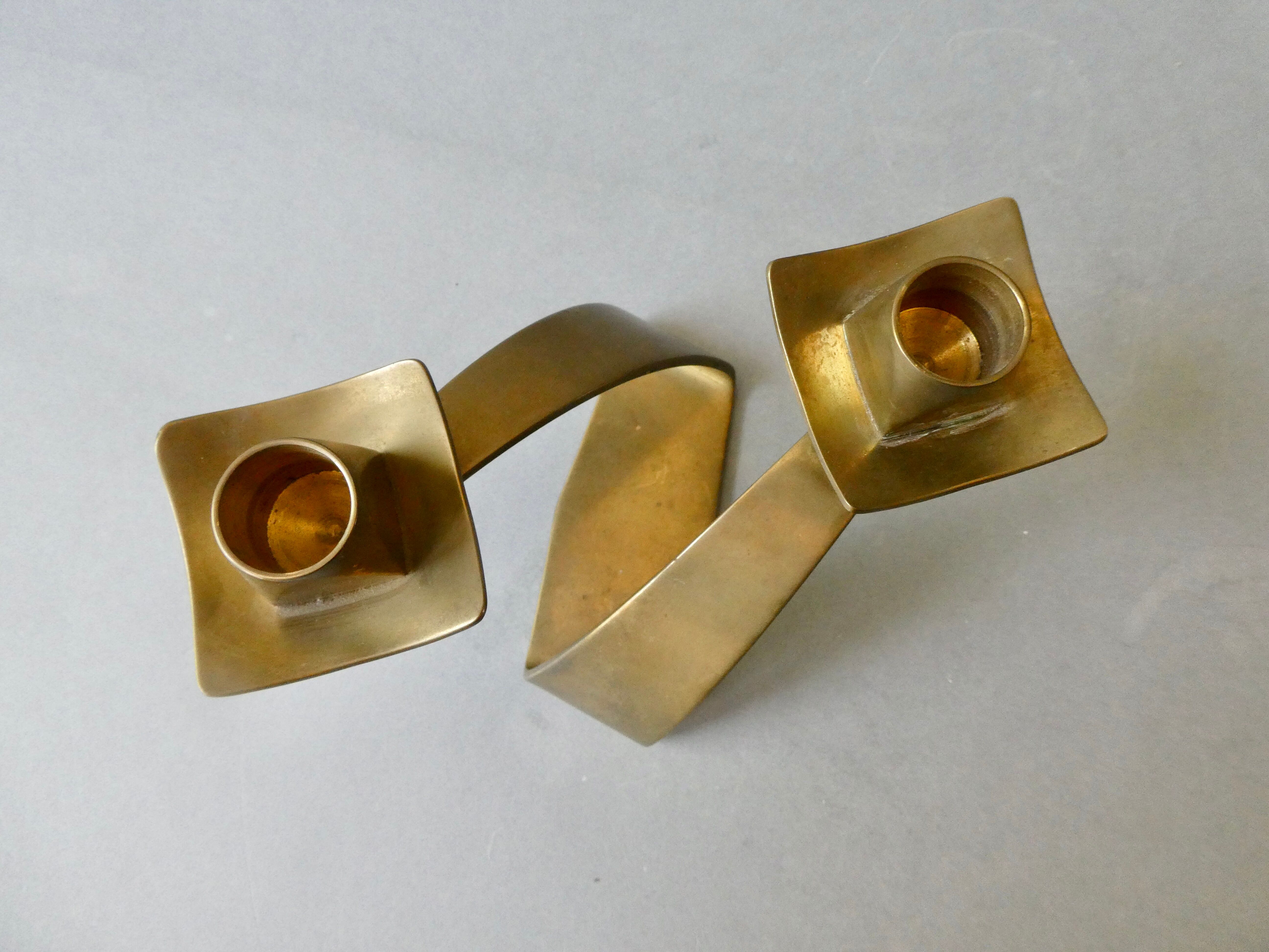 Double brass candle holder