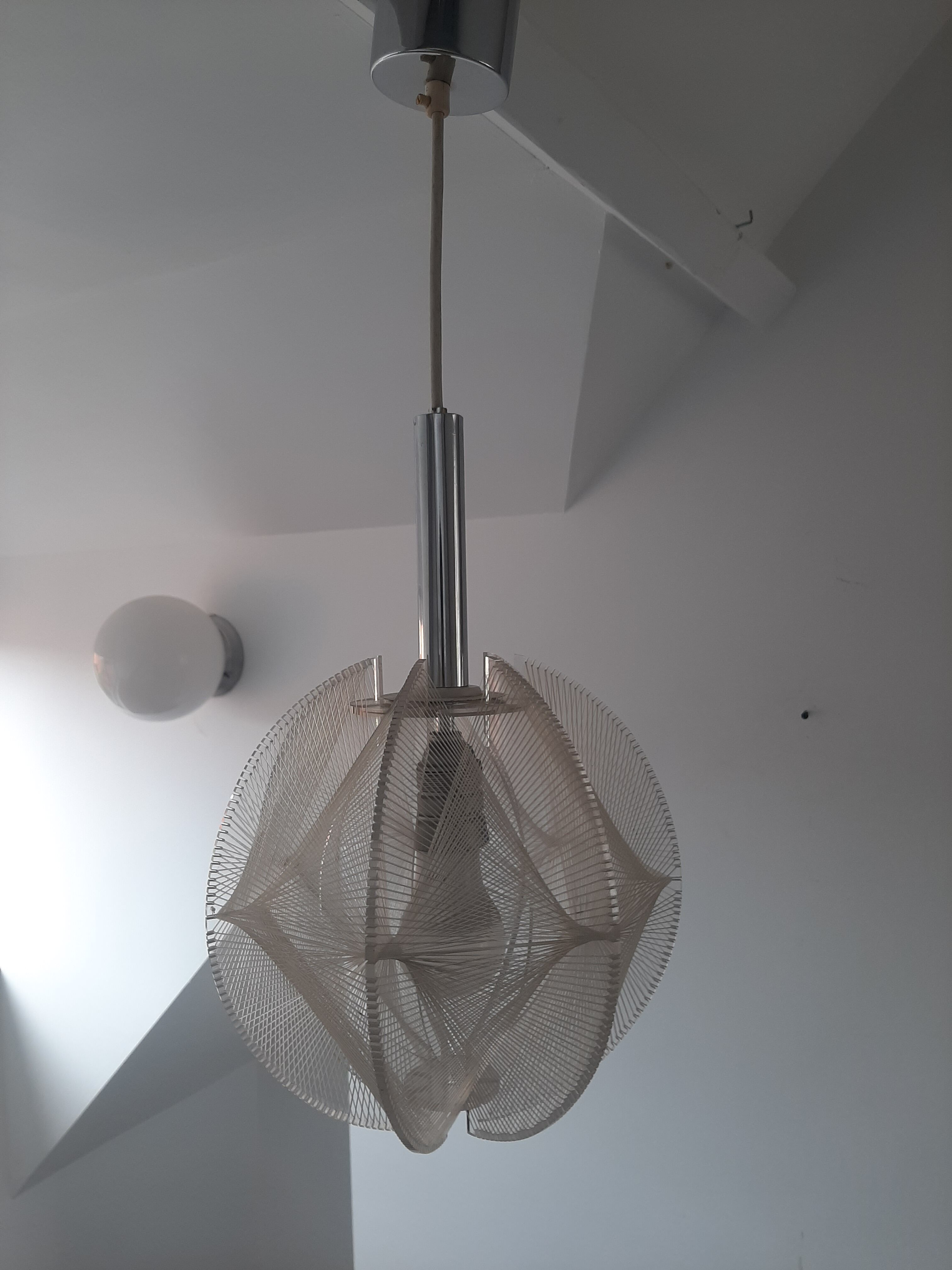 Vintage Sompex pendant lamp in Plexiglas and nylon yarn made by Paul Secon