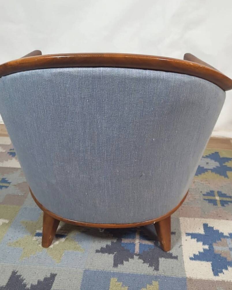 Vintage Scandinavian 3-seater sofa in walnut, Bertil Fridhagen, stamped Bröderna Anderssons.
