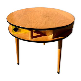 small table with three swivel drawers from the 1960s