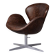 Vintage Mid-Century Modern Danish Brown Leather Swan Chair by Arne Jacobsen