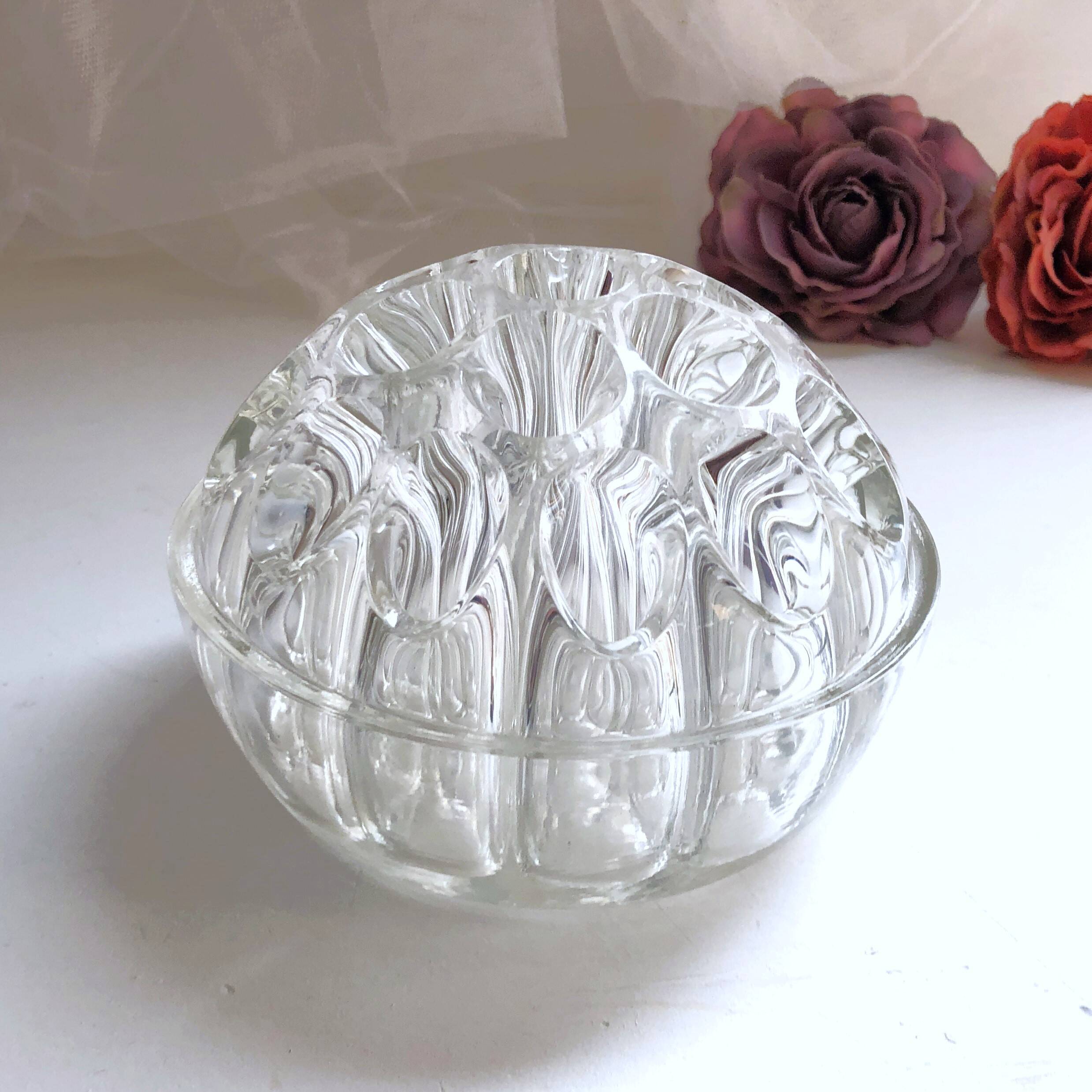 Vase pique-fleurs boule verre épais style art Déco