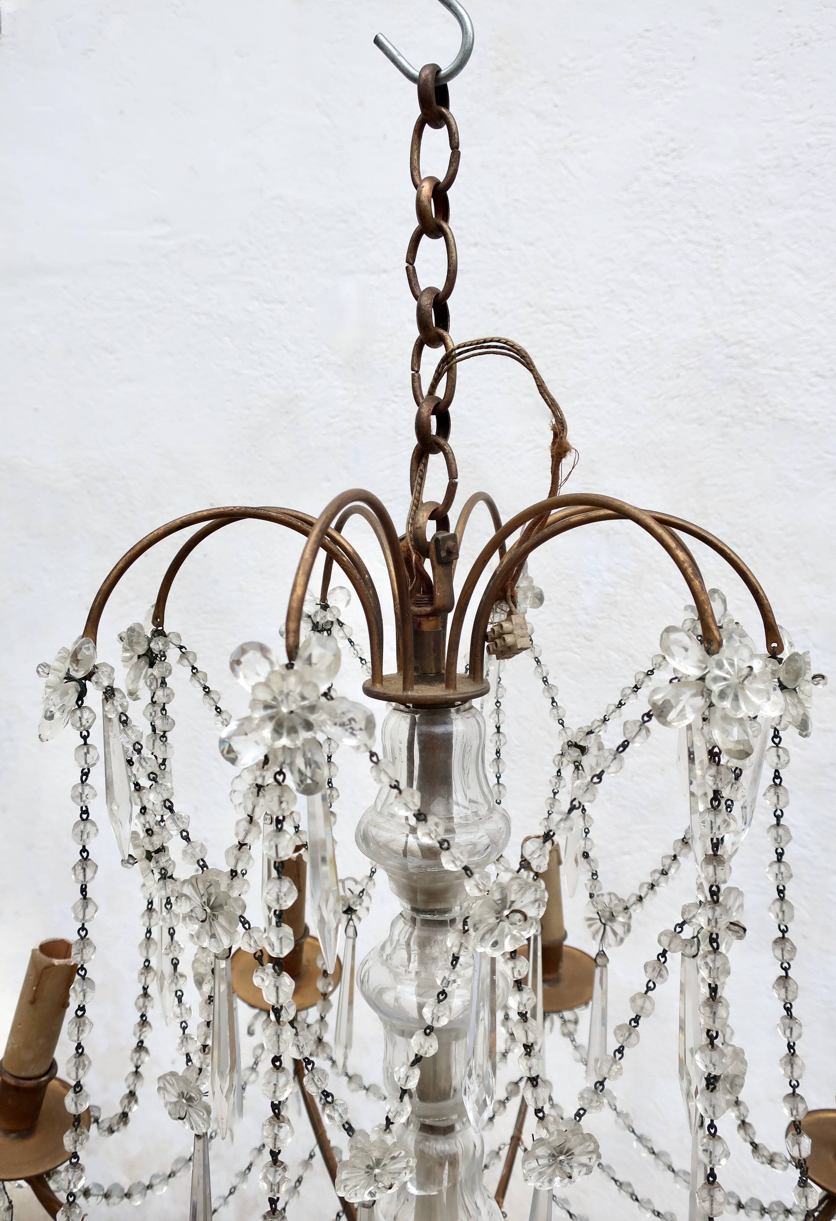 8-Light Bronze Chandelier with Crystal Tassels
