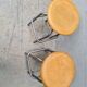 Pair stools adjustable in height metal patina graphite